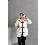 Stil Diva Büyük Beden Önü Kapamalı Cepli Uzun Kollu Peluş Mont 301816