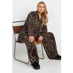 Stil Diva Büyük Beden Uzun Kollu Önü Düğmeli Leopar Desenli Gömlek 322258