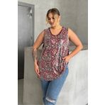 Stil Diva Büyük Beden V Yaka Desenli Payet İşlemeli Kolsuz Bluz 302386