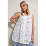 Stil Diva Büyük Beden V Yaka Sıfır Kol Astarsız Dantel Bluz 304098