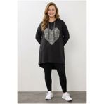 Stil Diva Büyük Beden V Yaka Uzun Kollu Kapüşonlu Tunik Likralı Sweatshirt