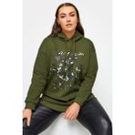 Stil Diva Uzun Kollu Kapüşonlu Haki Kadın Sweatshirt Önü Yazı Baskılı Rahat Tasarım - 46