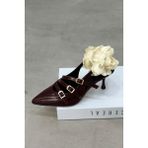 Stil Durağı P2004 MODEL 5 CM İNCE TOPUKLU TOKA DETAYLI YENİ SEZON AYAKKABI BORDO RGN