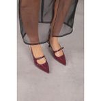 Stil Durağı P2007 MODEL 4 CM TOPUKLU TOKA DETAYLI TOPUKLU AYAKKABI STİLETTO BORDO RGN
