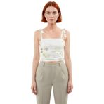 Stil Kadın Animal Leopar Desenli Bağlama Detaylı Esnek Bluz Crop Örme Slim Kalıp_Yeşil-XL