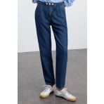 Stil Kadın Moda Denim Kot Pantolon Regular Boru Paça Düğme Detaylı Yüksek Bel Mom Jeans