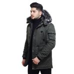 stil kombin Bill İçi Kürklü Kapşonlu Mont & Kaban HAKİ S