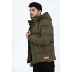 Stil Kombin Çıkarılabilir Kapşonlu Armalı Içi Kürklü Şişme Mont 2911 - XL - Haki