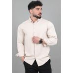 Stil Kombin Düğme Detay Premium Yazlık Uzun Kol Gömlek Qcm 6727_40419 - Bej
