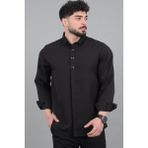 Stil Kombin Düğme Detay Premium Yazlık Uzun Kol Gömlek Qcm 6727_40419 - Siyah