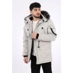 Stil Kombin King İçi Kürklü Kapşonlu Mont & Kaban - Gri - 2XL