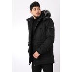 Stil Kombin King İçi Kürklü Kapşonlu Mont & Kaban - XL - Siyah