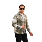 Stil Kombin Küçük Kareli Polar Kışlık Gömlek XC U16707B (Yeşil, L)
