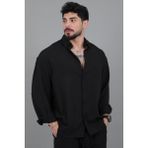 Stil Kombin Yazlık Uzun Kol Keten Gömlek Spr 16223_40428 - Siyah