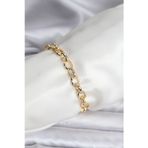 Stil Love 14K Gold Renk Kaplama Lazerli Zincir Model CM Kadın Bileklik