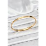 Stil Love 316L Çelik Gold Renk Zirkon Taşlı 65 mm İnce Kadın Kelepçe Bileklik