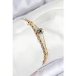 Stil Love 316L Çelik Nazar Boncuk Model Burgu Zincir Gold Renk Kadın Bileklik