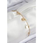 Stil Love 316L Çelik Sıralı Yonca Model Gold Renk Kadın Bileklik