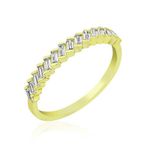 Stil Love Gümüş Gold Sıralı Baget Taşlı Bayan Yüzük SL2410