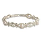 Stil Love Gümüş İnci Kazaziye Örgü Bileklik SL5215