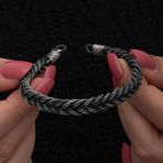 Stil Love Gümüş Kazaziye Örgü Bileklik SL7133