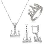 Stil Love Gümüş Kraliçe Tacı Bayan Set SL2246