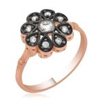 Stil Love Gümüş Rose Elmas Montür Çiçek Bayan Yüzük SL2705