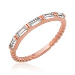 Stil Love Gümüş Rose Sıralı Baget Taşlı Kadın Yüzük SL5156