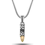 Stil Love Gümüş Siyah Zirkon Taşlı Mermi Erkek Kolye SL12605