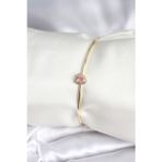 Stil Love Pembe Zirkon Taşlı Kalp Model Gold Renk Kadın Bileklik