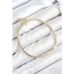 Stil Love Pirinç Charm Zirkon Taşlı Taç Model Gold Renk Kadın Bileklik