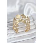 Stil Love Pirinç Gold Renk Levha Yelpaze Model Kadın Bileklik