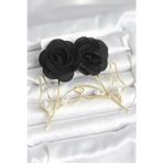 Stil Love Pirinç Gold Renk Siyah Gül Model Kadın Küpe