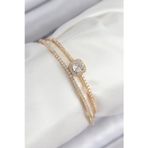 Stil Love Pirinç Zirkon Taşlı Baget Model Gold Renk Kadın Bileklik