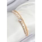 Stil Love Pirinç Zirkon Taşlı Kalp Model Gold Renk Kadın Bileklik