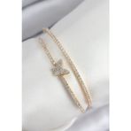 Stil Love Pirinç Zirkon Taşlı Kelebek Model Gold Renk Kadın Bileklik