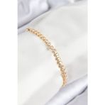 Stil Love Pirinç Zirkon Taşlı Sıralı Model Gold Renk Asansörlü Kadın Bileklik