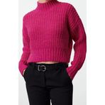 Stil Modern Kadın Crop Standart Kol Dik Yaka Yumuşak Dokulu Basic Kalın Örgü Detaylı Triko Kazak