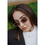 Stil Noktası Gold Metal Çerçeve Siyah Cam UV400 Güneş Gözlüğü