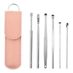 Stil-Pembe 6 Parçalı Set Paslanmaz Çelik Kulak Toplama Aracı Kulak Kepçe Yetişkin Spiral Kulak Kiri Seçici Earpick Sökücü Temizleme Piercing Seti Temizleyici (Yurt Dışından)