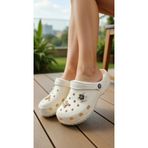stil shoes Kadın Cros Sabo Terlik Deniz Havuz Plaj Bahçe Terlik Burnu Kapalı Taşlı Aksesuarlı Cros Terlik E014