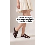 STİL SİDELYA Süet Kemer Bantlı Kadın Terlik KAHVERENGİ