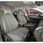 Stil Skoda Karaq Lüks Yarı Deri Oto Koltuk Kılıfı Ön/Arka Set Uyumlu