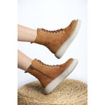 Stilbagshoes Lorrie Taş Detaylı Fermuarlı Süet Kadın Postal Camel
