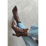 Stilbagshoes Norma Kısa Sivri Burun Streç Kadın Bot Kahve
