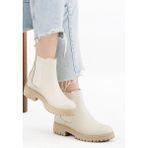 Stilbagshoes ROSALİNDA YAN LASTİK DETAYLI HAKİKİ DERİ KADIN BOT BEJ