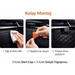 Stilcar Oto Aksesuar Kapitoneli Deri Araç Içi Telefon ve Eşya Düzenleyici Cep - Kendinden Yapışkanlı Sabit Tasarım - 000-Siyah