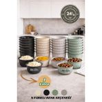 Stile Cucina 24 Parça Renkli Linea Yuvarlak Pratik Çerezlik Kase Çeyiz Seti 24 x 1 Litre - 1 lt
