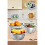 Stile Cucina 3'lü Ekonomik Linea Yuvarlak Kase Seti Gri (3 x 3 Litre)