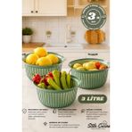 Stile Cucina 3lü Ekonomik Linea Yuvarlak Kase Seti Yeşil (3 X 3 Litre)